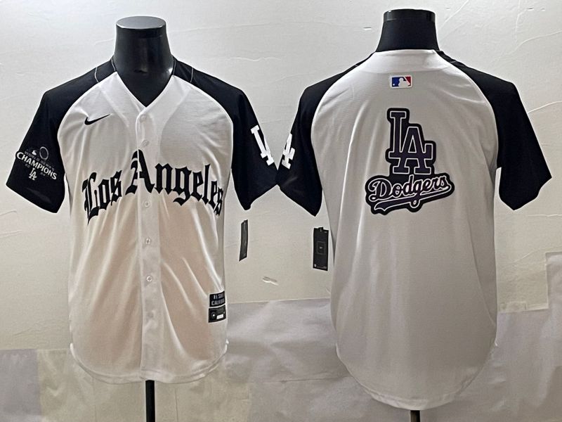 Men 2025 Los Angeles Dodgers Blank White black Five generations Joint Name Nike MLB Jersey style 52622->los angeles dodgers->MLB Jersey